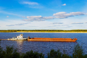 barge on river
